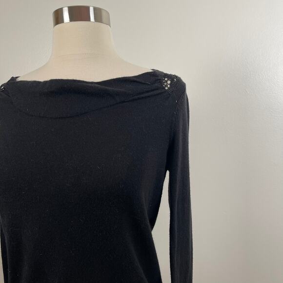 Sparrow by Anthro • Black Rabbit Hair Sweater Crochet Back - Picture 2 of 5